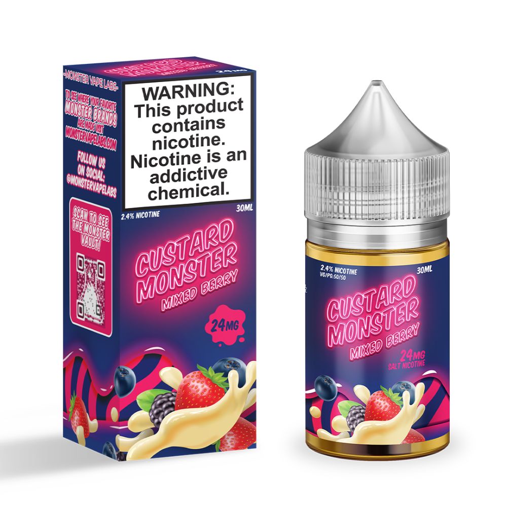 Custard Monster Mixed Berry Salts 30ml-Mixed Fruit Salt Flavor-No Limit Distro